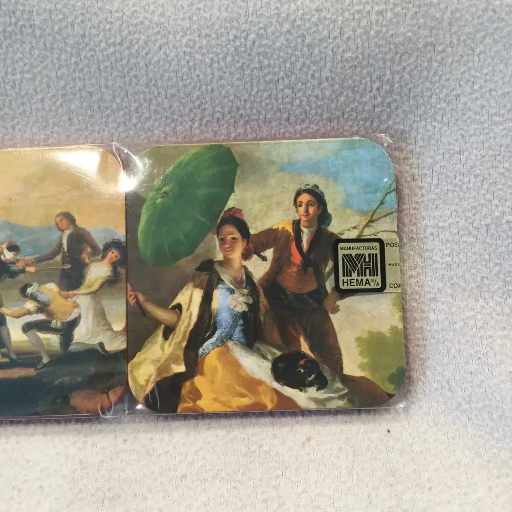 Vtg HEMA Goya Artwork‎ Spain Drink Coasters Set Of 6 In Original Package NEW Red